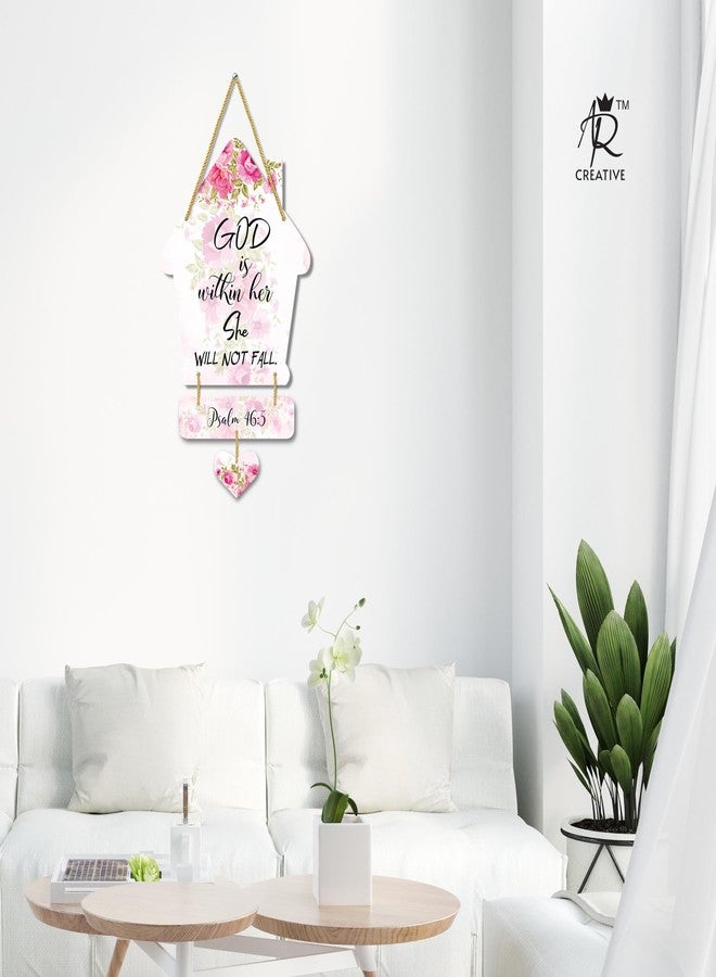 AR Creative God Is Within Her - Bible Verse Wall Hanging For Home Decoration, Bible Quotes MDF Wooden Wall Art, Bible Verse, Home, Office Decor, Wall Wood Hanger (21 inch x 8 inch) - Image 2